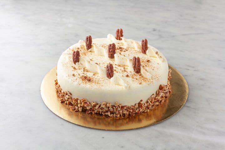 Porto's Carrot Cake with cream cheese icing and toasted pecans
