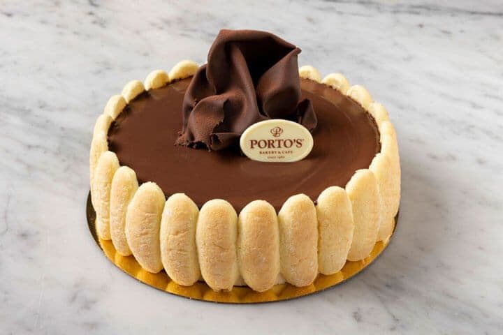 Porto's Tiramisu Cake ringed with ladyfingers